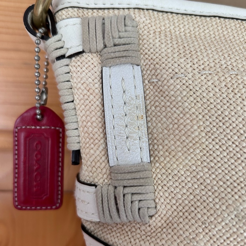 Coach 2005 Y2K Straw & Leather Hobo Bag | Woven Natural Shoulder Purse Iconic - Picture 13 of 17